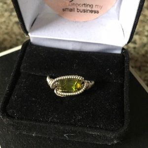 Sterling Silver Wire Wrapped Green Tourmaline Ring